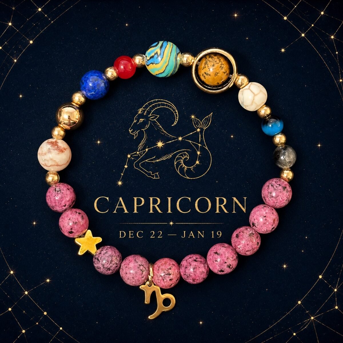 Capricorn Rose Zodiac Totem Bracelet