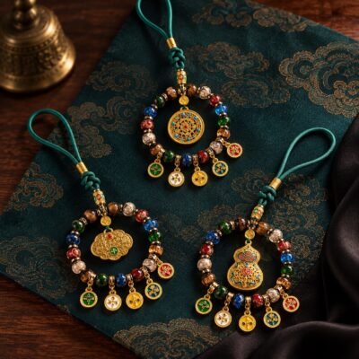 car-charm-collection-brocade-triangle Tibetan Wealth Guardian Car Charm