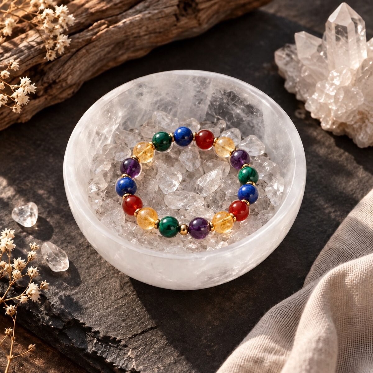 Natural Rose Quartz & Clear Quartz Crystal Cleansing Bowl Collection
