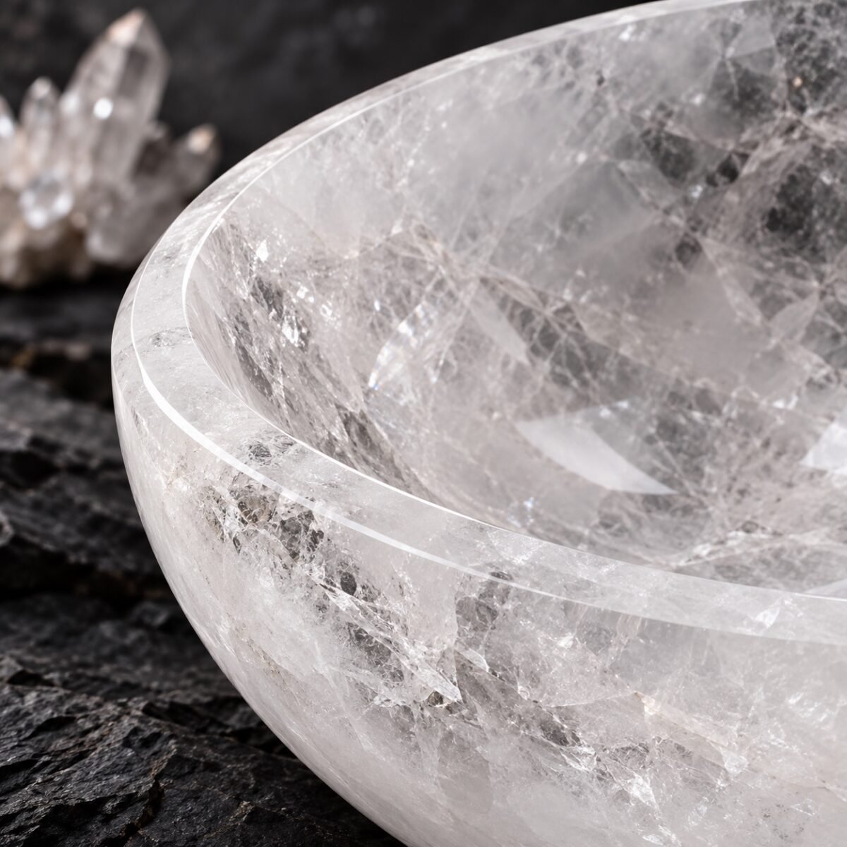 Natural Rose Quartz & Clear Quartz Crystal Cleansing Bowl Collection