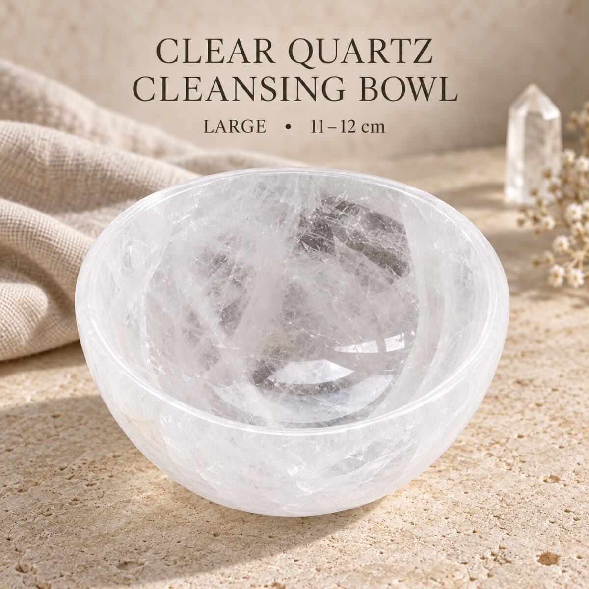 Natural Rose Quartz & Clear Quartz Crystal Cleansing Bowl Collection