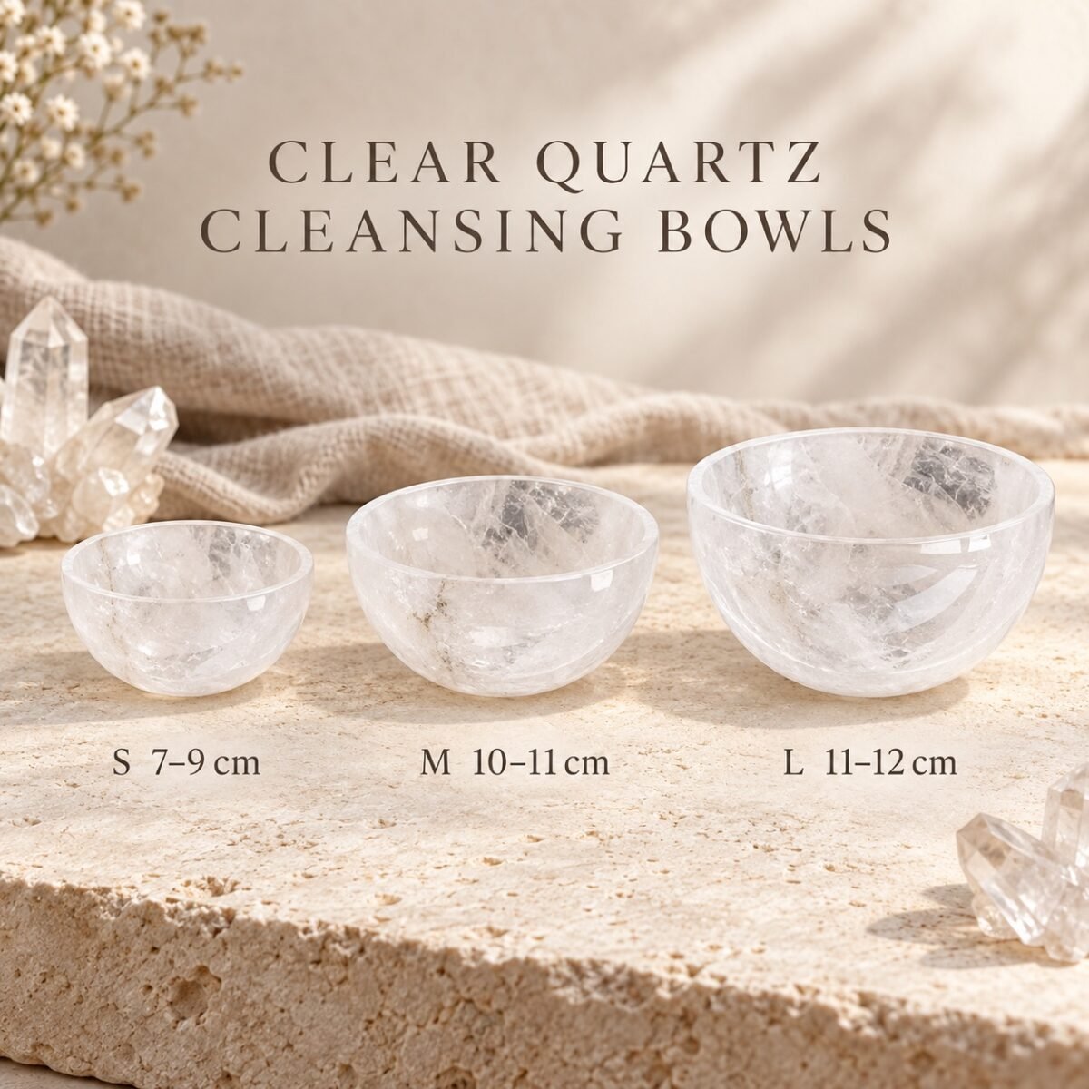 Natural Rose Quartz & Clear Quartz Crystal Cleansing Bowl Collection