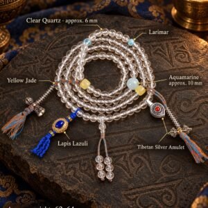 Clear Quartz Tibetan Charm Mala - 6–7 mm
