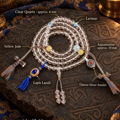 Clear Quartz Tibetan Charm Mala