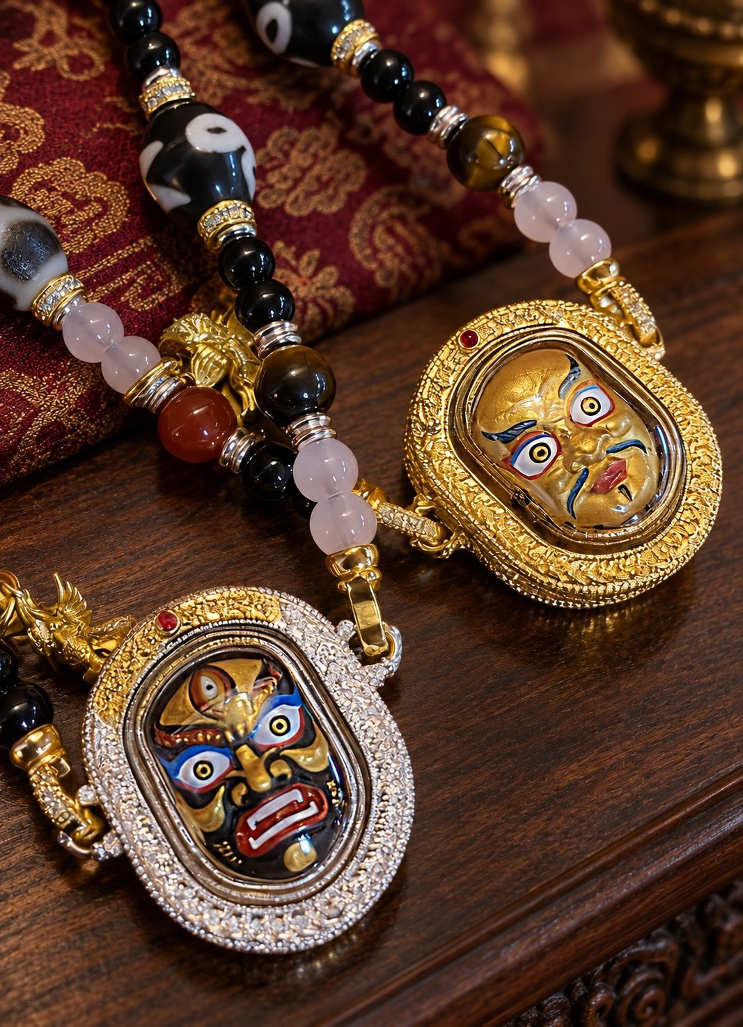 Double-Sided Jambhala Wealth Deity Amulet Necklace