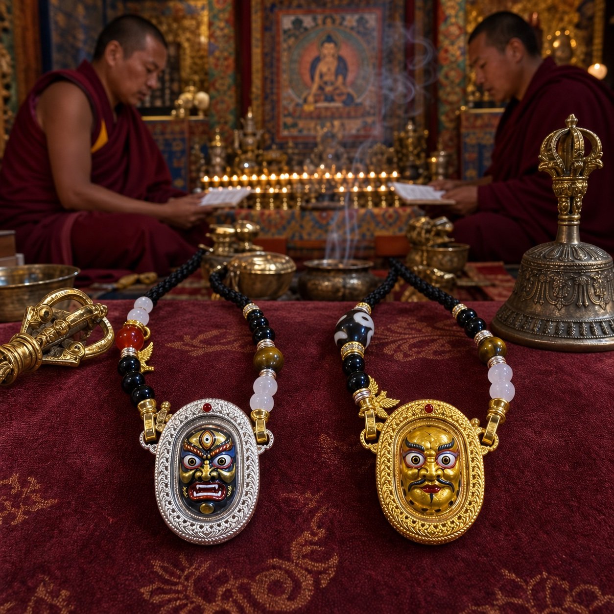 Double-Sided Jambhala Wealth Deity Amulet Necklace