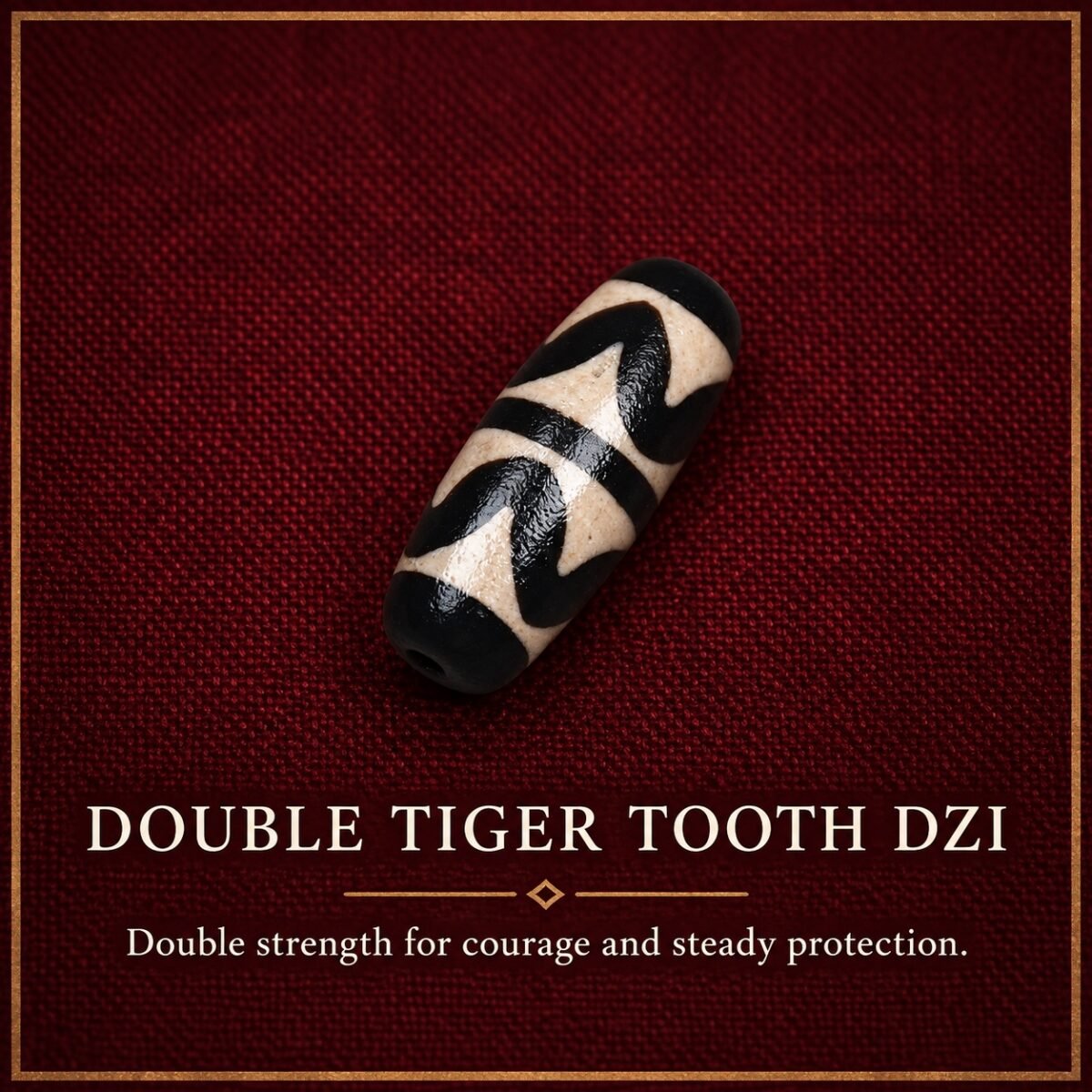double-tiger-tooth-dzi-v2 Tibetan Dzi Bead for DIY Mala — 20 Sacred Motifs
