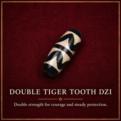 double-tiger-tooth-dzi-v2 Tibetan Dzi Bead for DIY Mala — 20 Sacred Motifs