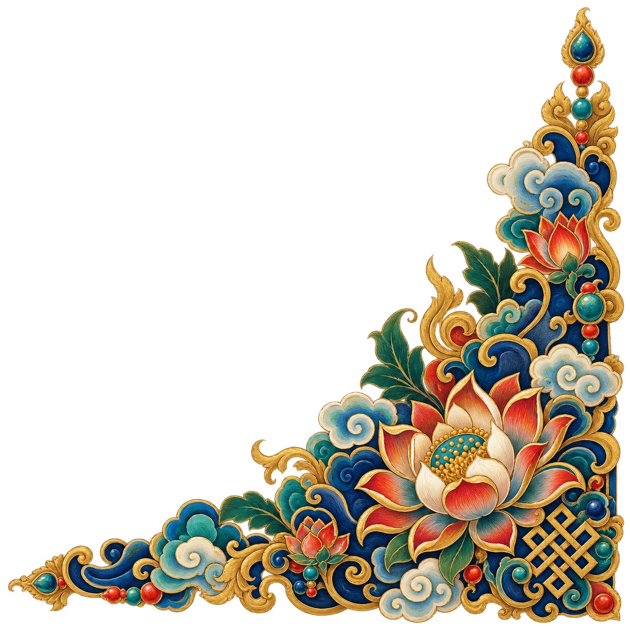 eight symbols lotus corner ornament