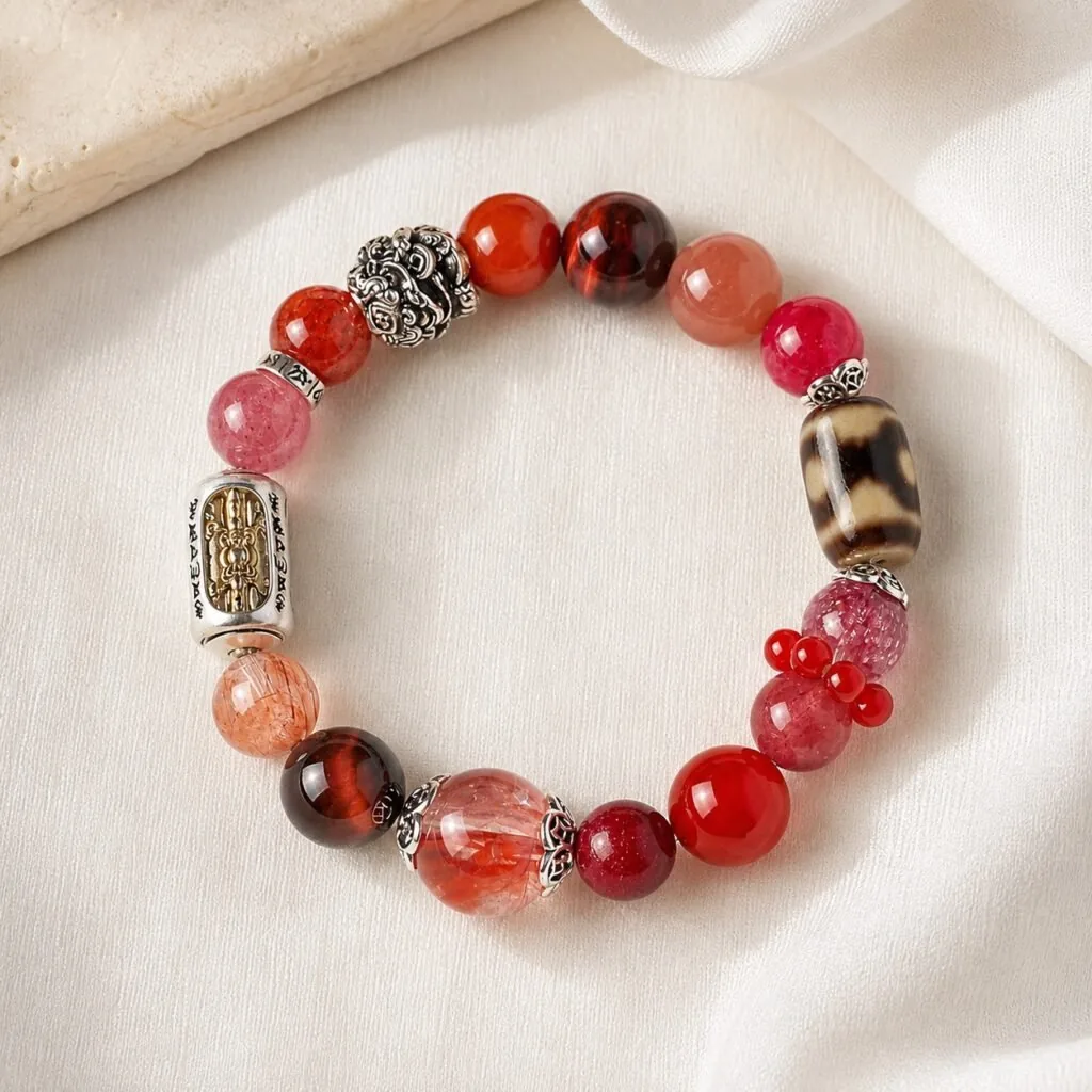 Inner Fire Vajra Confidence Bracelet in red Fire element colors