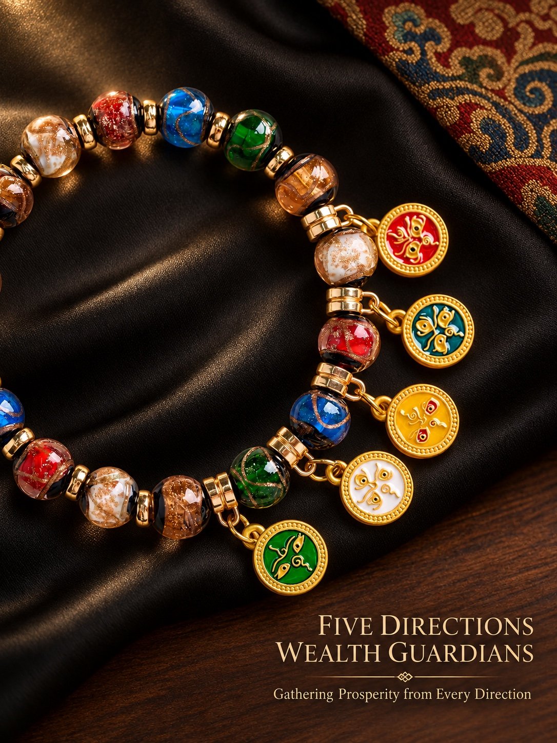 five-directions-wealth-guardians-detail Tibetan Wealth Guardian Car Charm