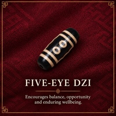five-eye-dzi-v2 Tibetan Dzi Bead for DIY Mala — 20 Sacred Motifs