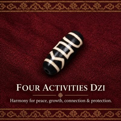 four-activities-dzi-v2 Tibetan Dzi Bead for DIY Mala — 20 Sacred Motifs