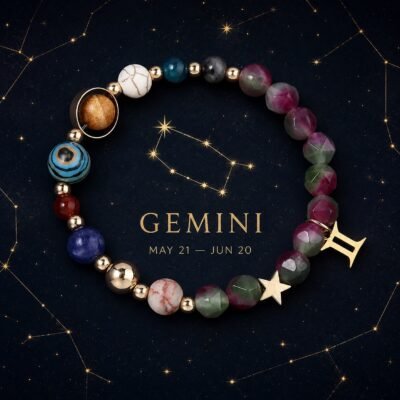 gemini-zodiac-red-green-faceted-bracelet-01-product-v2 Gemini Zodiac Bracelet with red and green faceted natural-stone beads