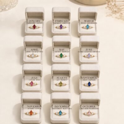 gold-birthstone-marquise-trio-rings-04-vertical-12-month-guide Gold Birthstone Marquise Trio Rings