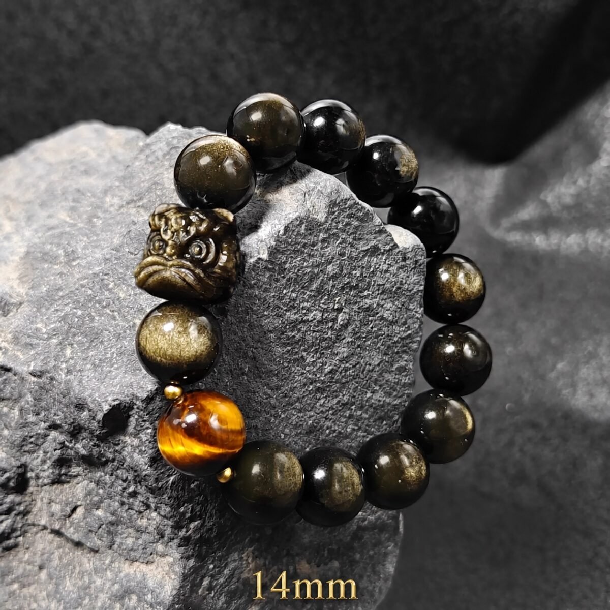 Awakened Lion Tiger Eye & Obsidian Protection Bracelet