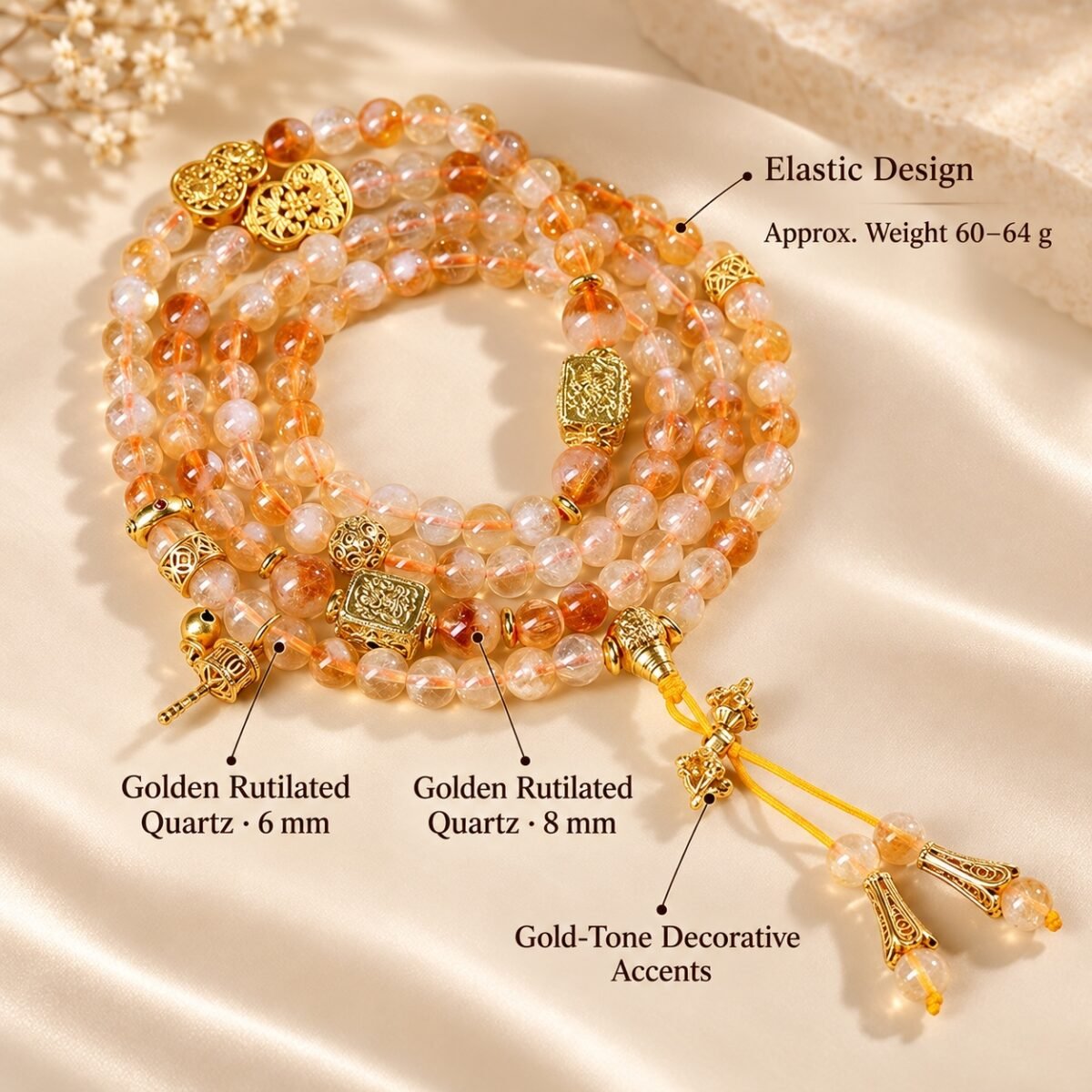 Golden Citrine Crystal Mala