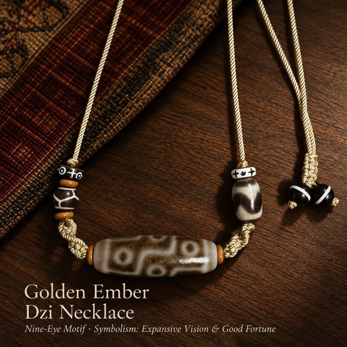 Golden Ember Dzi Talisman Necklace