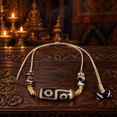 Golden Ember Dzi Talisman Necklace
