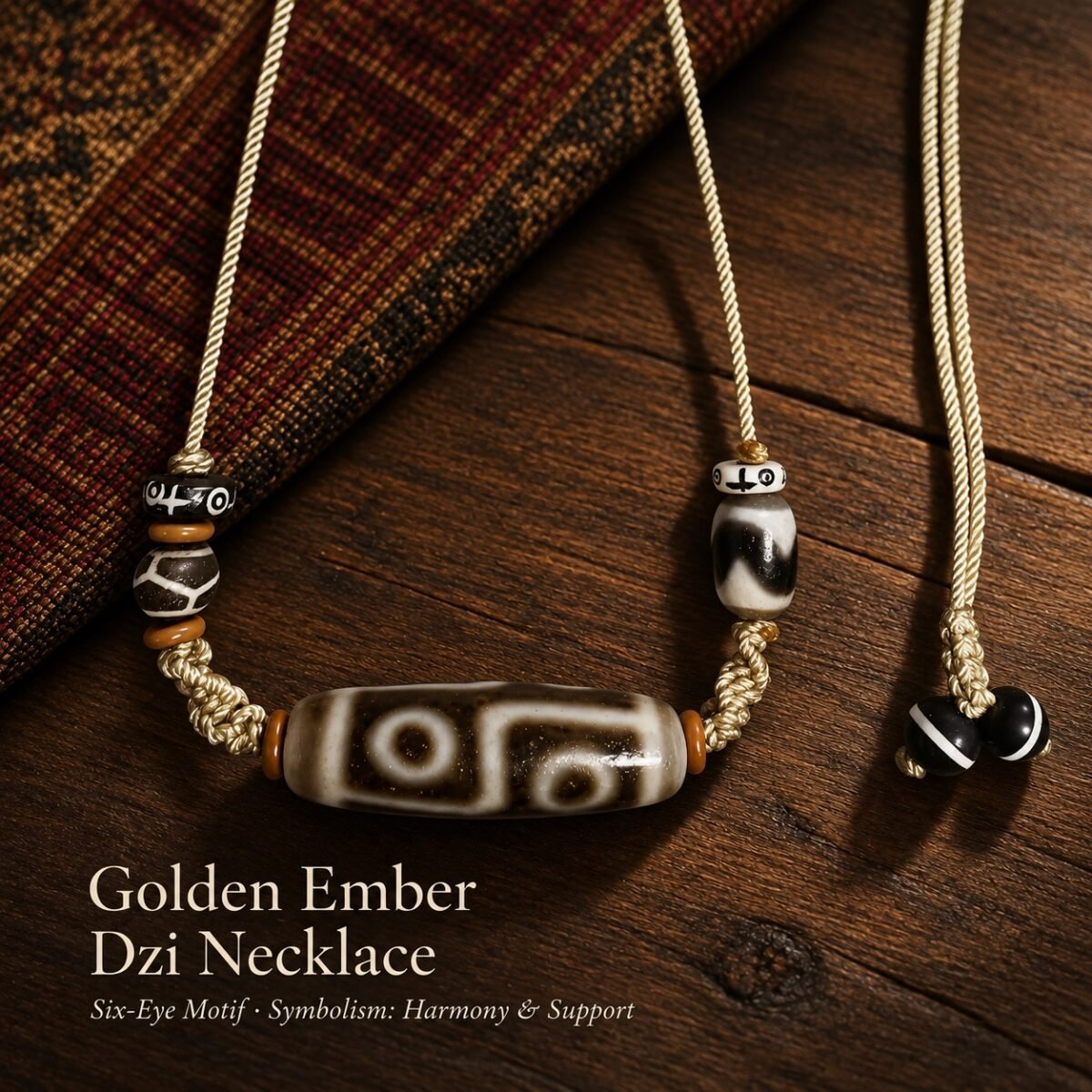 Golden Ember Dzi Talisman Necklace
