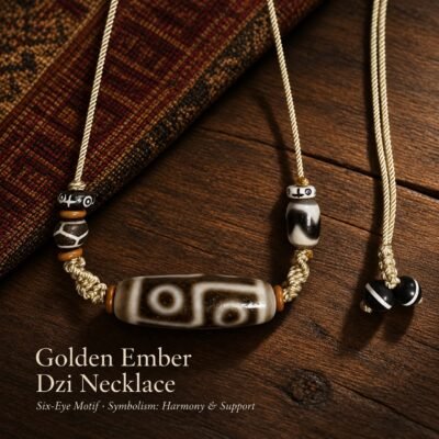 Golden Ember Dzi Talisman Necklace