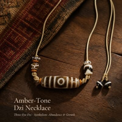 Golden Ember Dzi Talisman Necklace