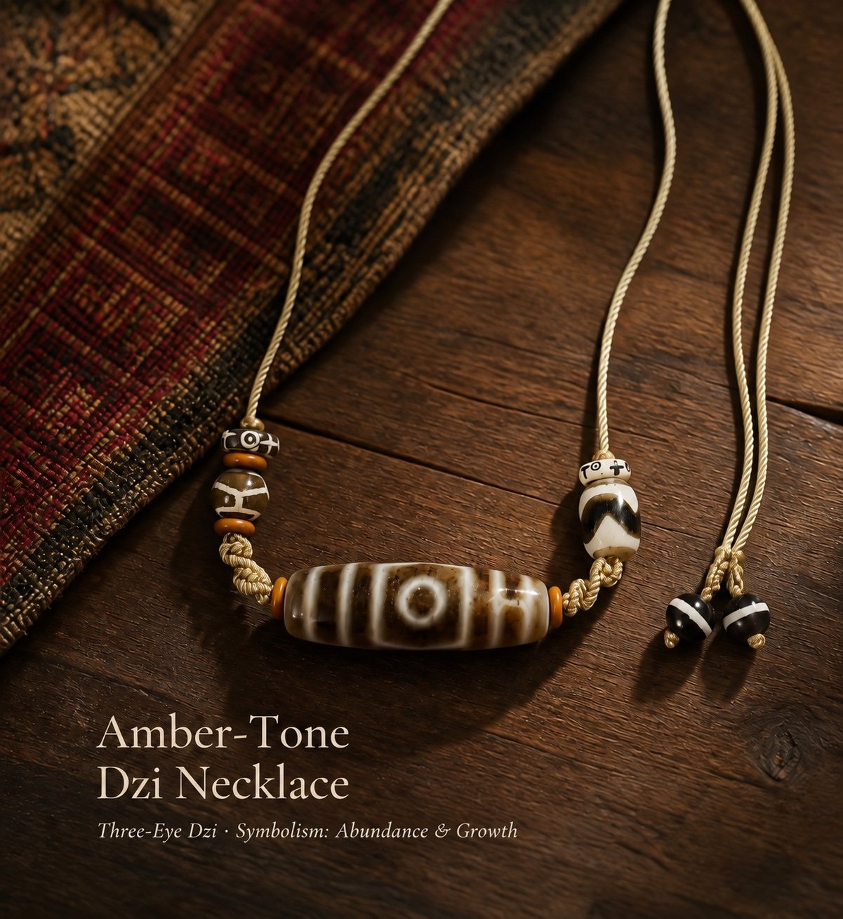 Golden Ember Dzi Talisman Necklace