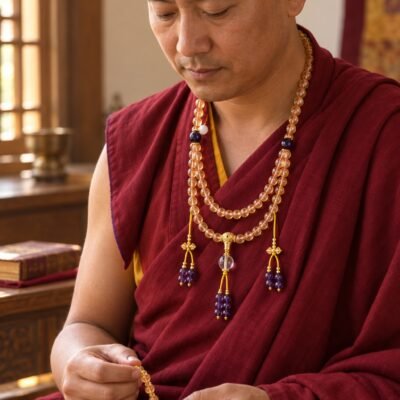 golden-quartz-amethyst-prayer-mala-monk-devotional-v2 Golden Quartz & Amethyst 108-Bead Mala Bracelet & Necklace