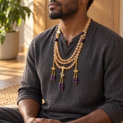golden-quartz-amethyst-prayer-mala-wear-dark-meditation-v2 Golden Quartz & Amethyst 108-Bead Mala Bracelet & Necklace