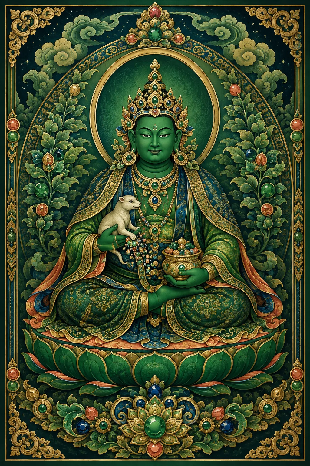Green Jambhala editorial motif card