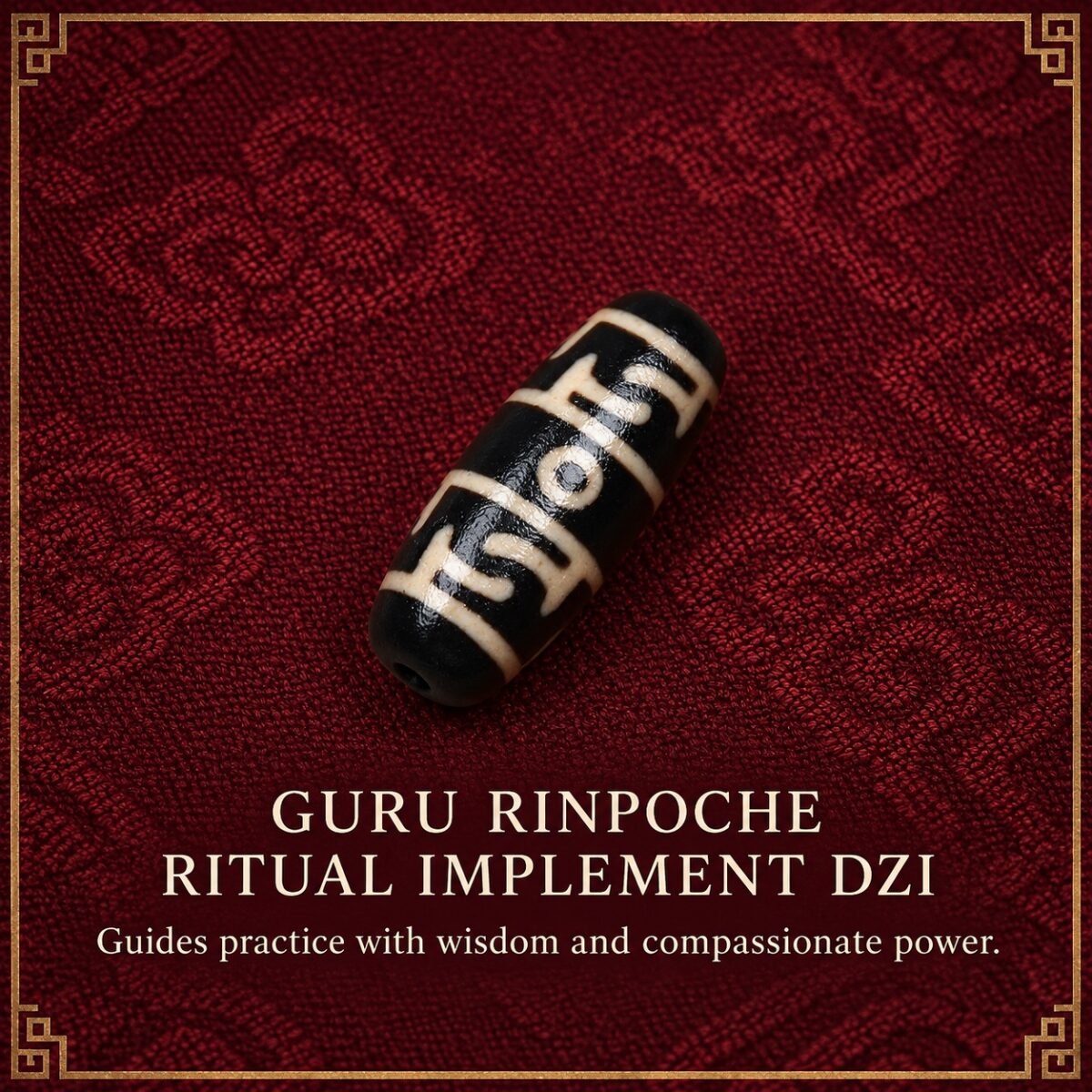 guru-rinpoche-ritual-implement-dzi-v2 Tibetan Dzi Bead for DIY Mala — 20 Sacred Motifs