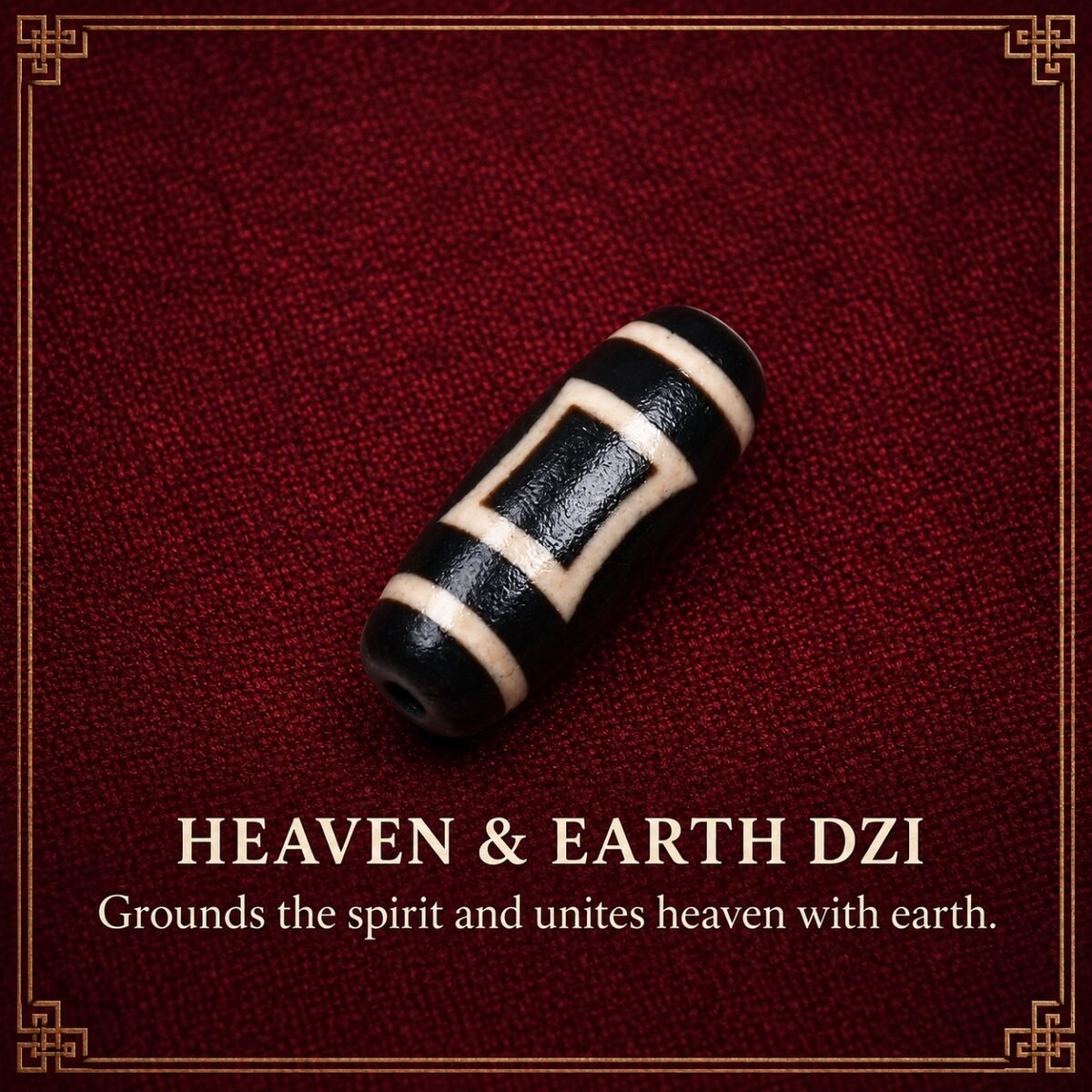 heaven-and-earth-dzi-v2 Tibetan Dzi Bead for DIY Mala — 20 Sacred Motifs