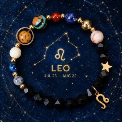 leo-zodiac-black-faceted-crystal-bracelet-01-product-v2 Leo Zodiac Bracelet with glossy black faceted natural-stone beads