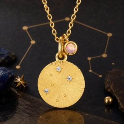 Gold Zodiac Constellation Medallion Necklaces