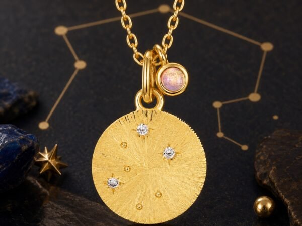 libra-gold-zodiac-medallion-necklace-01-product Libra Gold Constellation Medallion Necklace