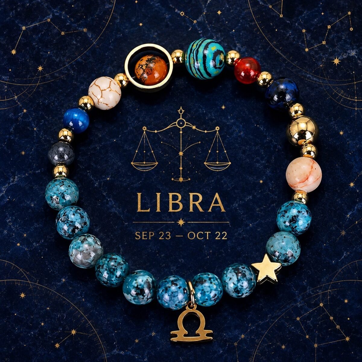 Libra Blue Horizon Zodiac Stone Bracelet