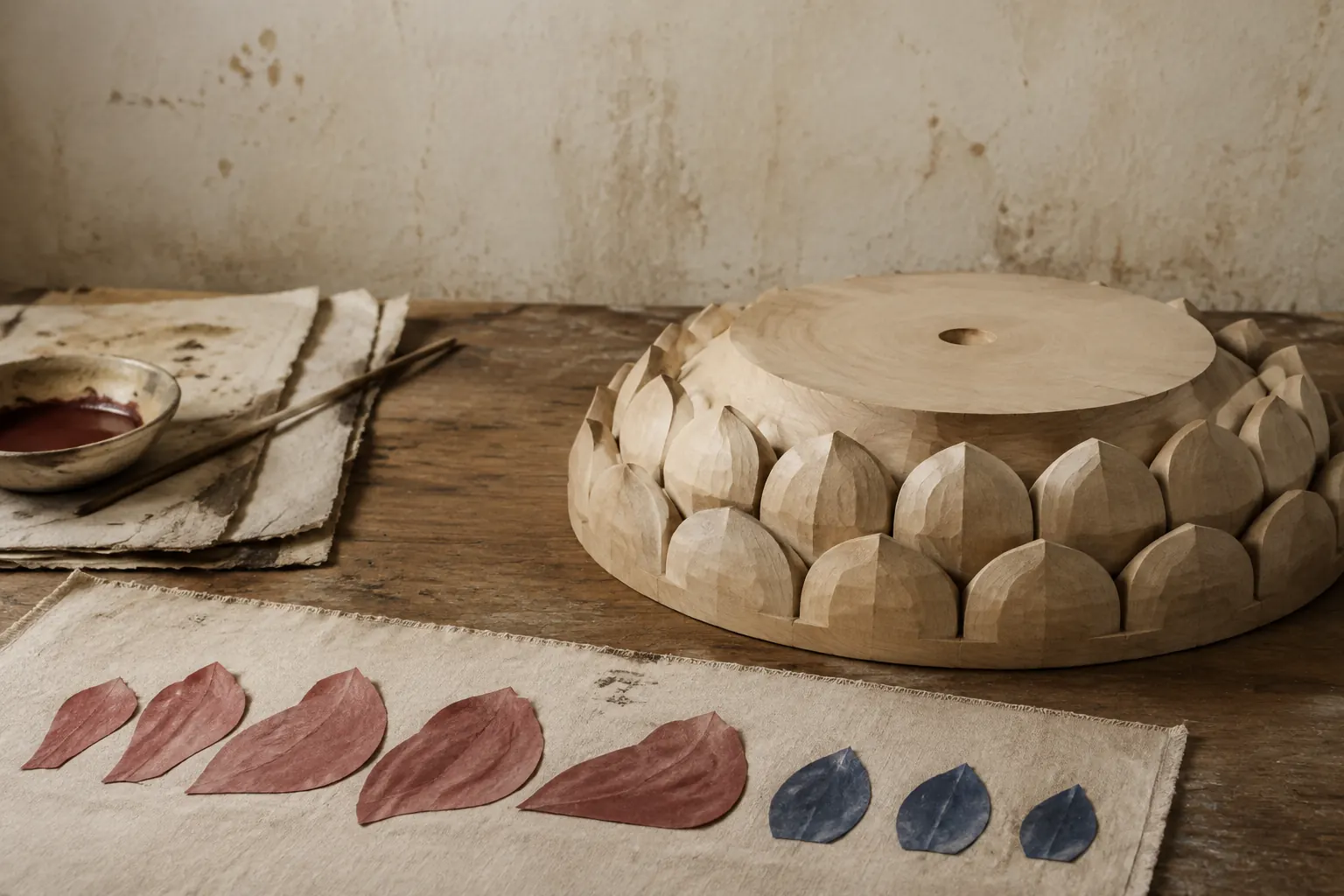 Wooden lotus-petal base