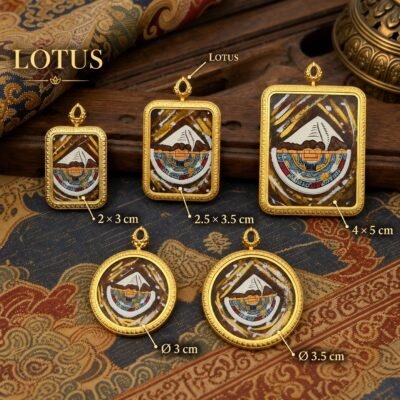 lotus-size-guide Hand-Painted Mount Kailash Thangka Pendant