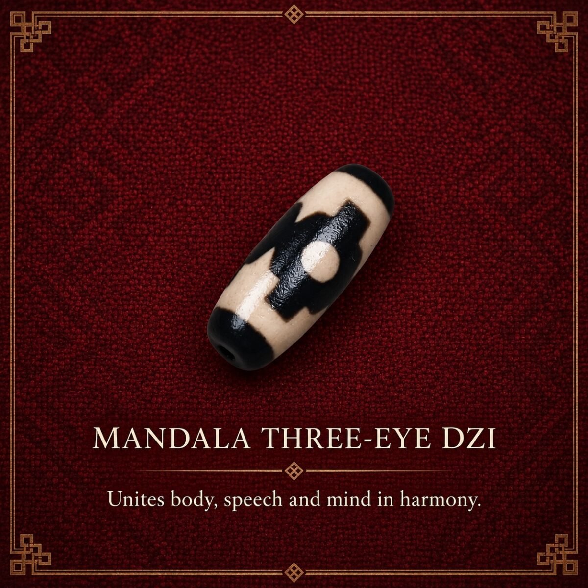 mandala-three-eye-dzi-v2 Tibetan Dzi Bead for DIY Mala — 20 Sacred Motifs