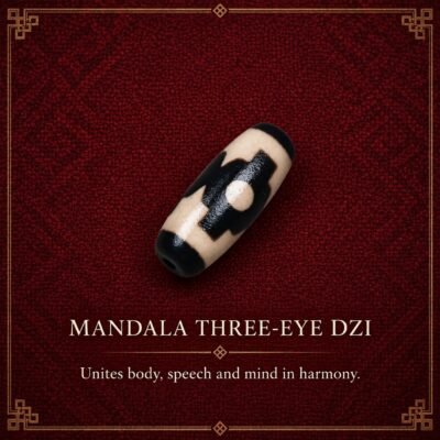 mandala-three-eye-dzi-v2 Tibetan Dzi Bead for DIY Mala — 20 Sacred Motifs