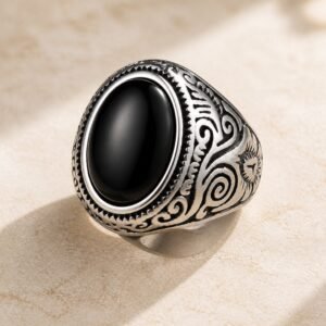 Men's Ornate Turquoise & Stone Signet Ring