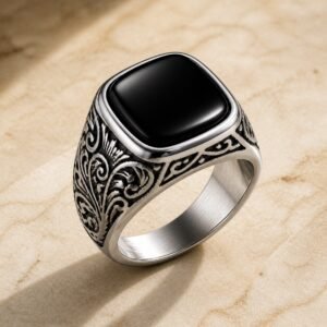 Men's Ornate Turquoise & Stone Signet Ring