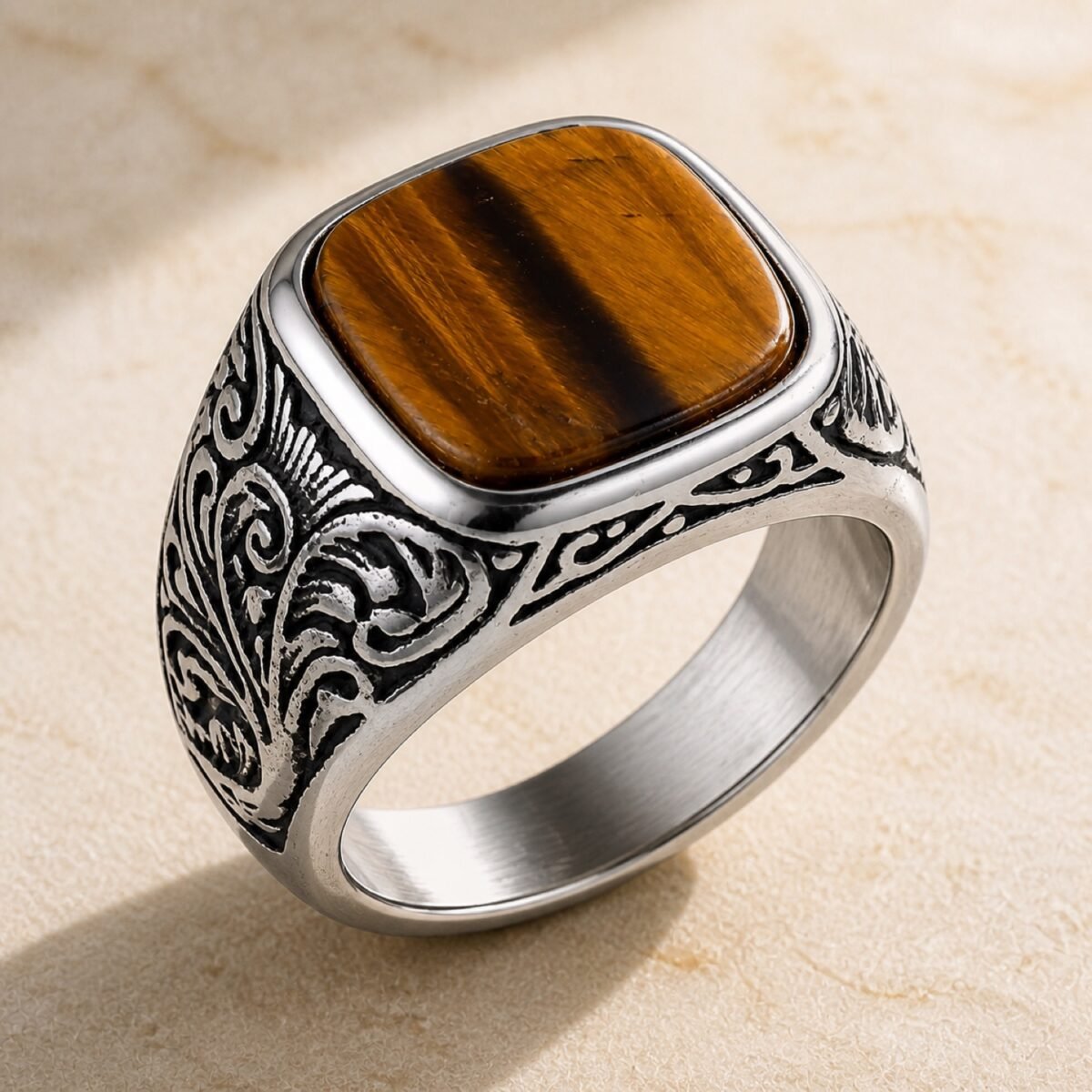 Men's Ornate Turquoise & Stone Signet Ring