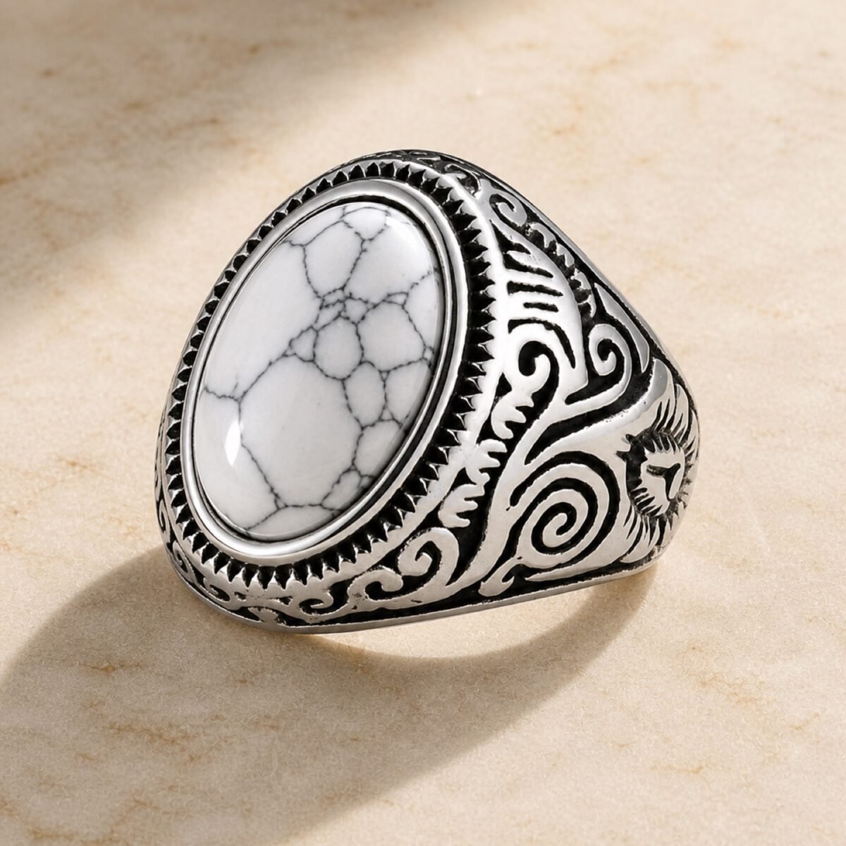 Men's Ornate Turquoise & Stone Signet Ring
