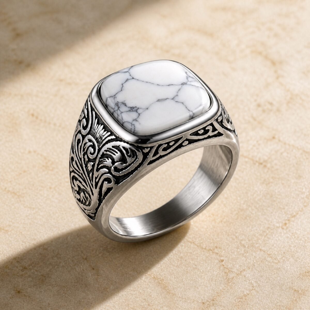 Men's Ornate Turquoise & Stone Signet Ring