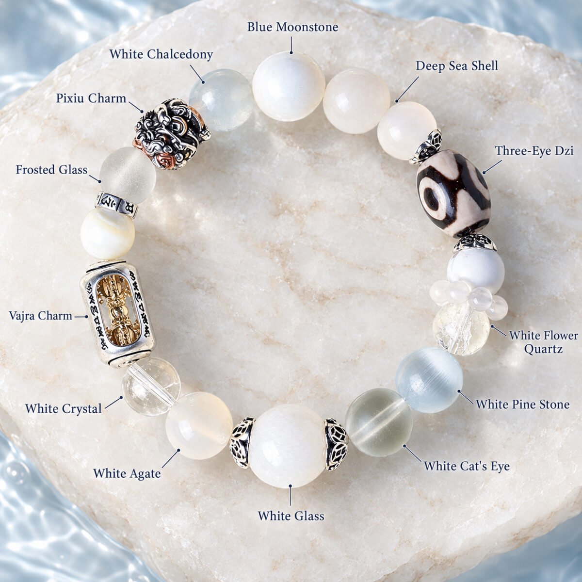 Clear Mind Vajra Crystal Bracelet