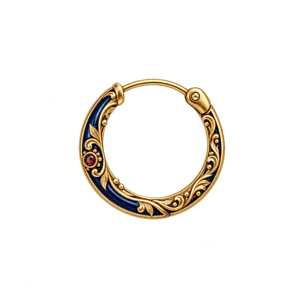 Ornamental Tibetan-inspired mini hoop silhouette