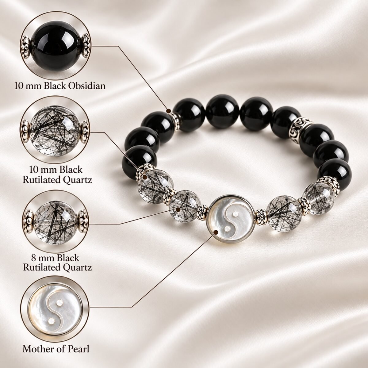 Moonlit Yin Yang Couple Crystal Bracelet Set
