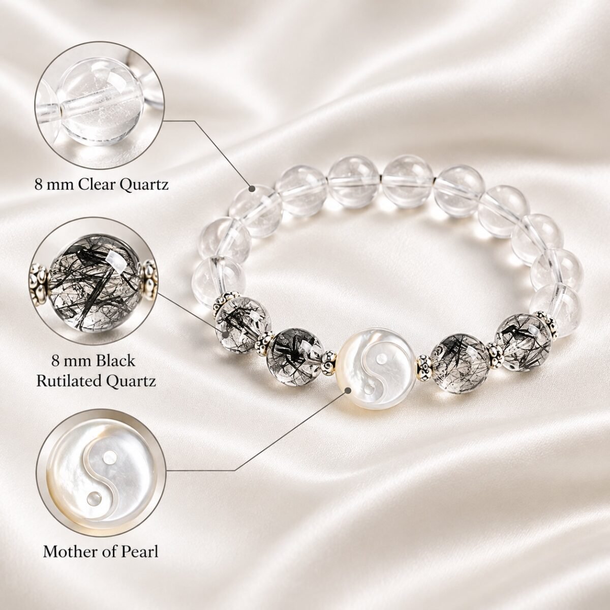 Moonlit Yin Yang Couple Crystal Bracelet Set