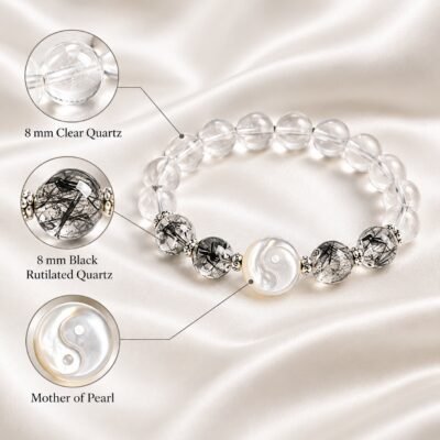 Moonlit Yin Yang Couple Crystal Bracelet Set